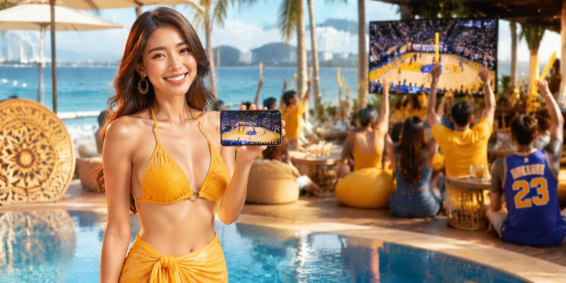 Thanh niên Việt Nam thưởng thức cà phê và theo dõi tỷ số bóng rổ một cách có trách nhiệm tại Vũng Tàu